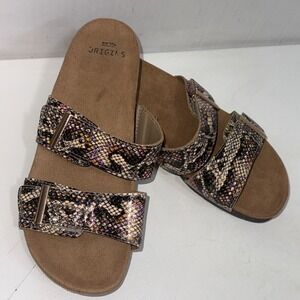 Earth Origins Leather Double Band Slide Sandals Orra Black